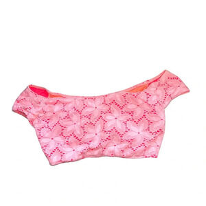 Victoria’s Secret Neon Pink Allover Lace Off the Shoulder Bikini Small Women’s